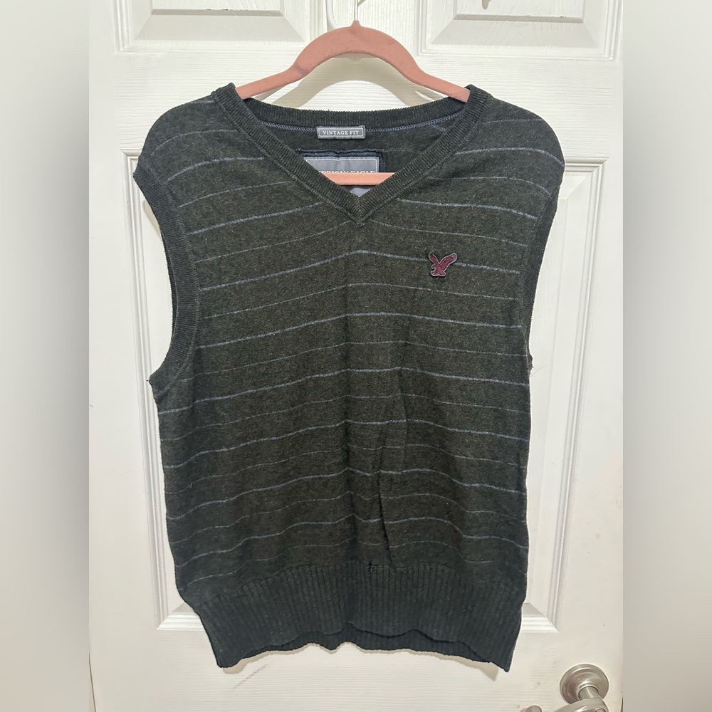 Vintage American Eagle wool blend sweater vest Y2K preppy size XL